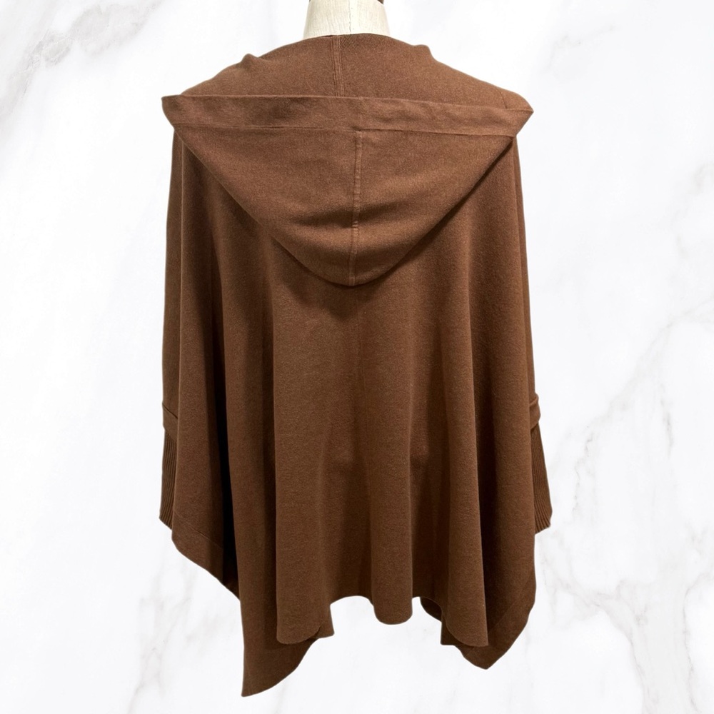 Jarbo Women’s Brown Harper Double Knit Pima Hooded Cape w/ Stretch, Size L/XL - Picture 4 of 10